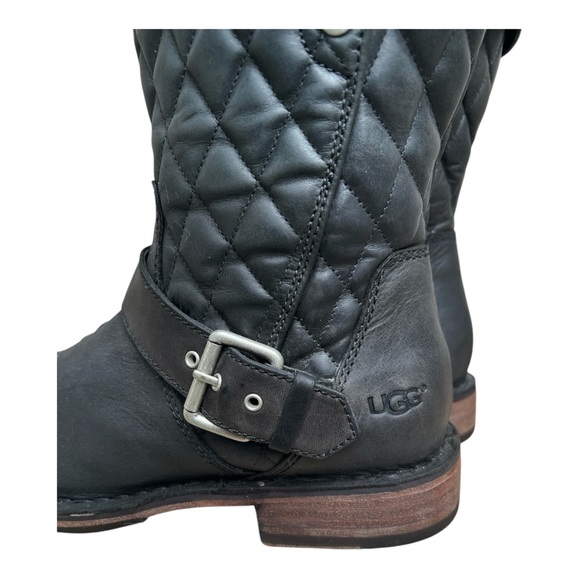 UGG Conor Quilted Black Leather Australia Mid Moto Boots. SZ. 7 - Picture 5 of 10